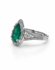 Emerald Diamond Halo Ring