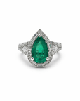 Emerald Diamond Halo Ring