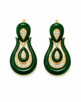 Green Enamel & Diamond Drop Earrings in 14K Yellow Gold | 0.53 CTW Diamonds