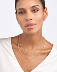 14K Yellow Gold Double Layer Light Oval Rolo Necklace – 18"