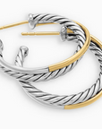 David Yurman Crossover Hoop Earrings in Sterling Silver and 18K Yellow Gold