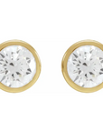 14KT YG Bezel Set Round Lab Grown Diamond Earrings