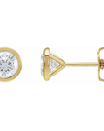 14KT YG Bezel Set Round Lab Grown Diamond Earrings