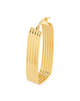 14K Yellow Gold Large Hoop Earrings with Polished Line Finish