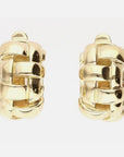 Tiffany & Co 18K Gold Vannerie Basket Weave Hoop Earrings Hinged Backs