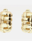 Tiffany & Co 18K Gold Vannerie Basket Weave Hoop Earrings Hinged Backs