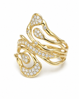 14K Yellow Gold Diamond Fashion Ring – 0.65 CTW Abstract Openwork Design