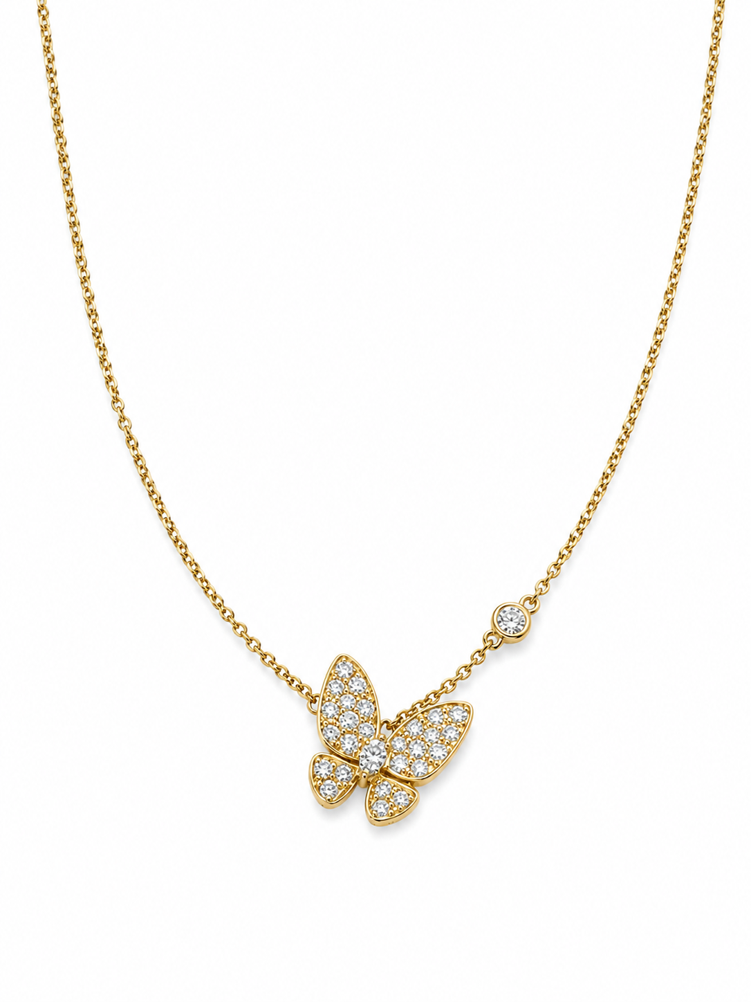 14K Yellow Gold Diamond Butterfly Necklace – 0.75 CTW Diamond Butterfly Pendant