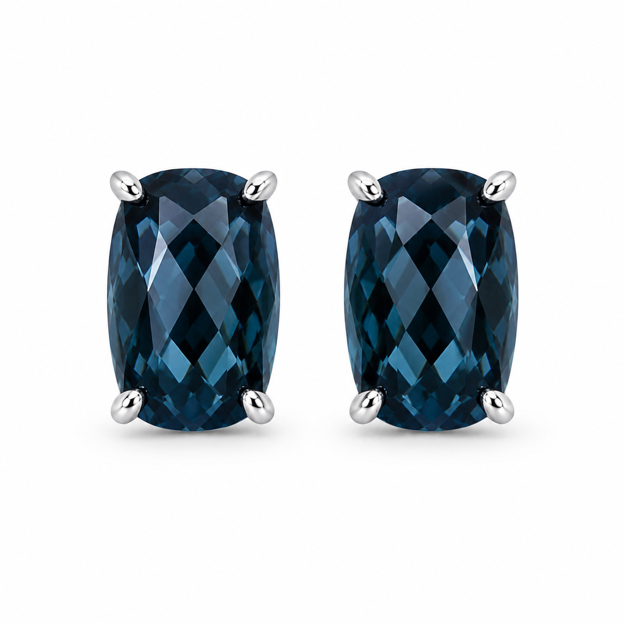 14K White Gold London Blue Topaz Stud Earrings | 1.17 CTW