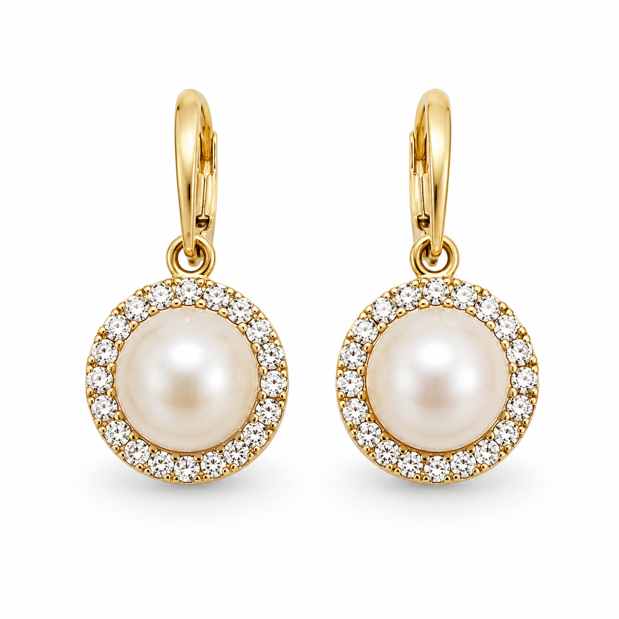 14K Yellow Gold Pearl &amp; Diamond Drop Earrings | .27 CTW Diamonds