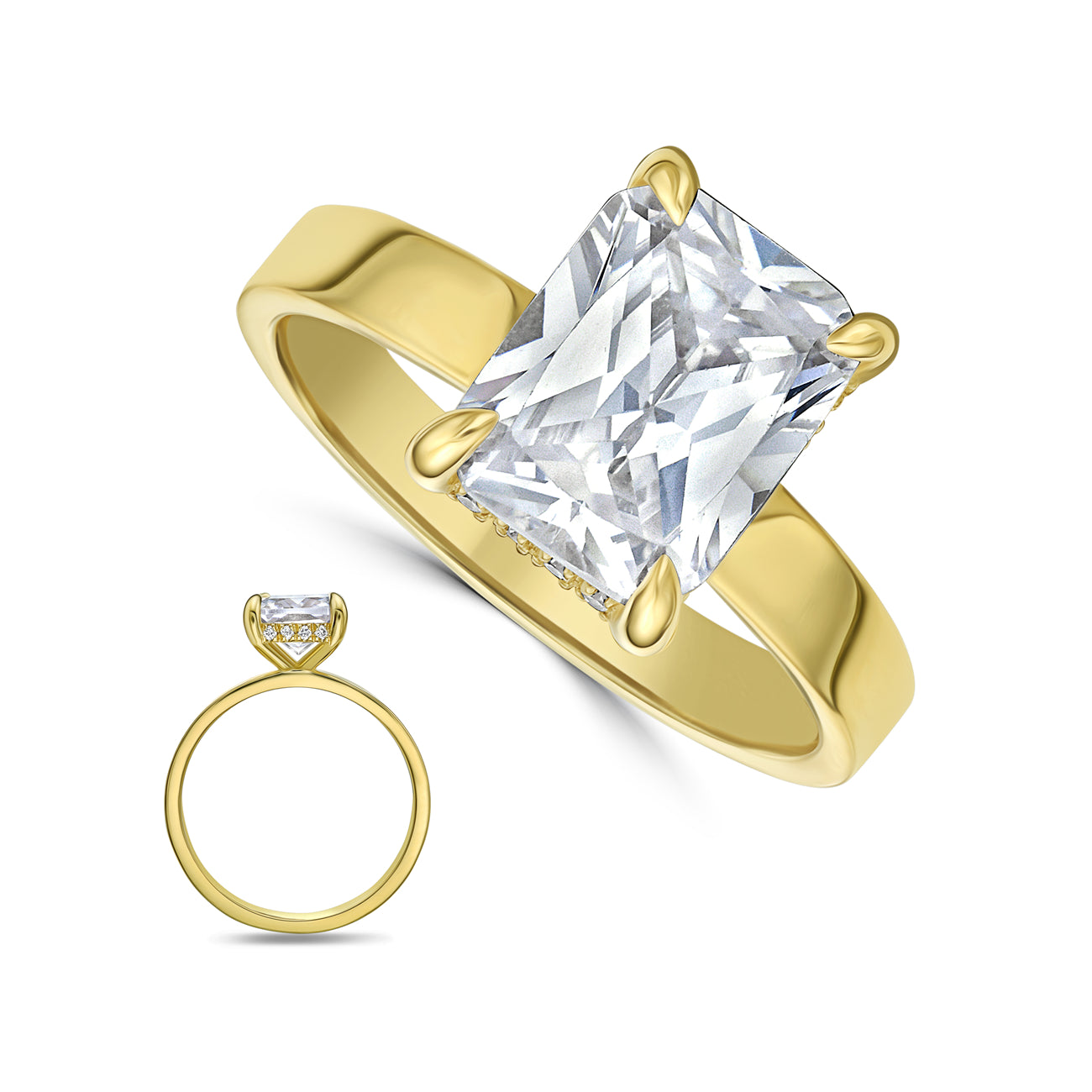 14K Yellow Gold Semi-Mount Engagement Ring with Hidden Halo – .10 CTW