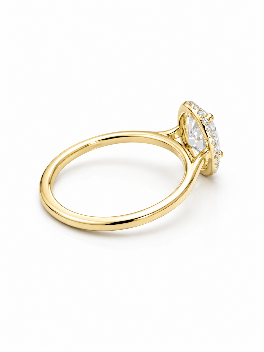 14K Yellow Gold Oval Diamond Halo Engagement Ring – 1.00 Carat Center Diamond, I Color VS1 Clarity