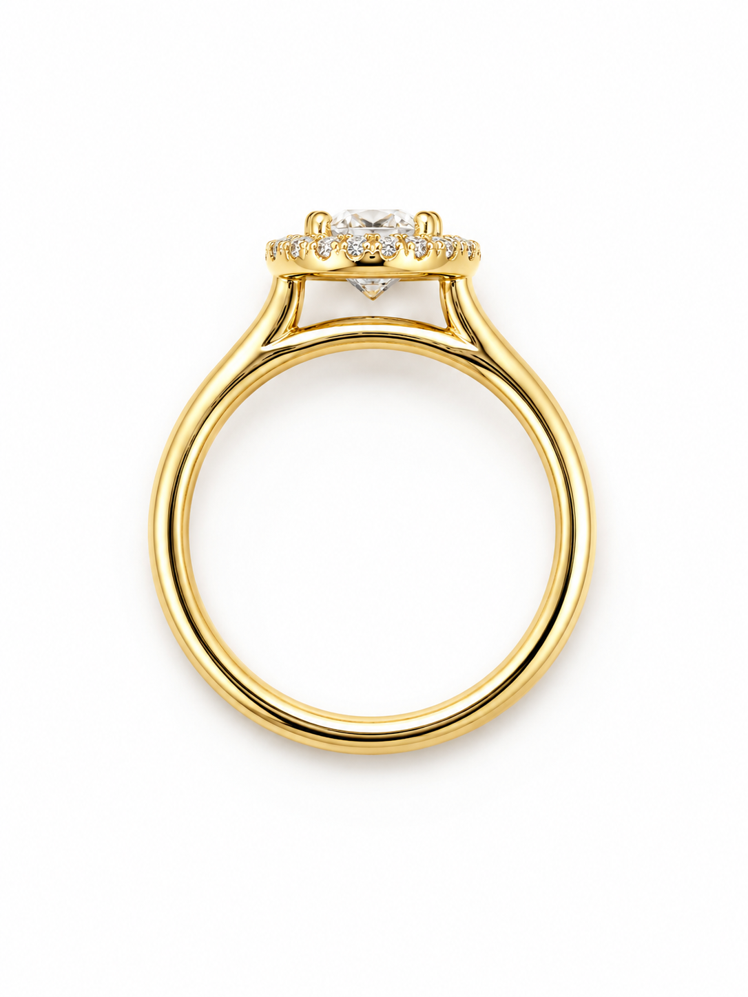 14K Yellow Gold Oval Diamond Halo Engagement Ring – 1.00 Carat Center Diamond, I Color VS1 Clarity