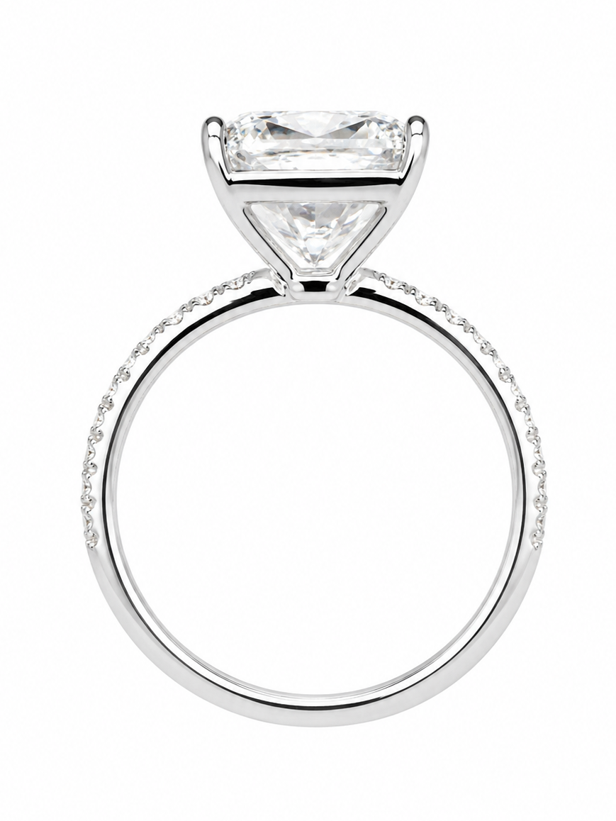 Platinum 4.02ct Earth-Mined Natural Cushion Diamond Ring – GIA H VS1