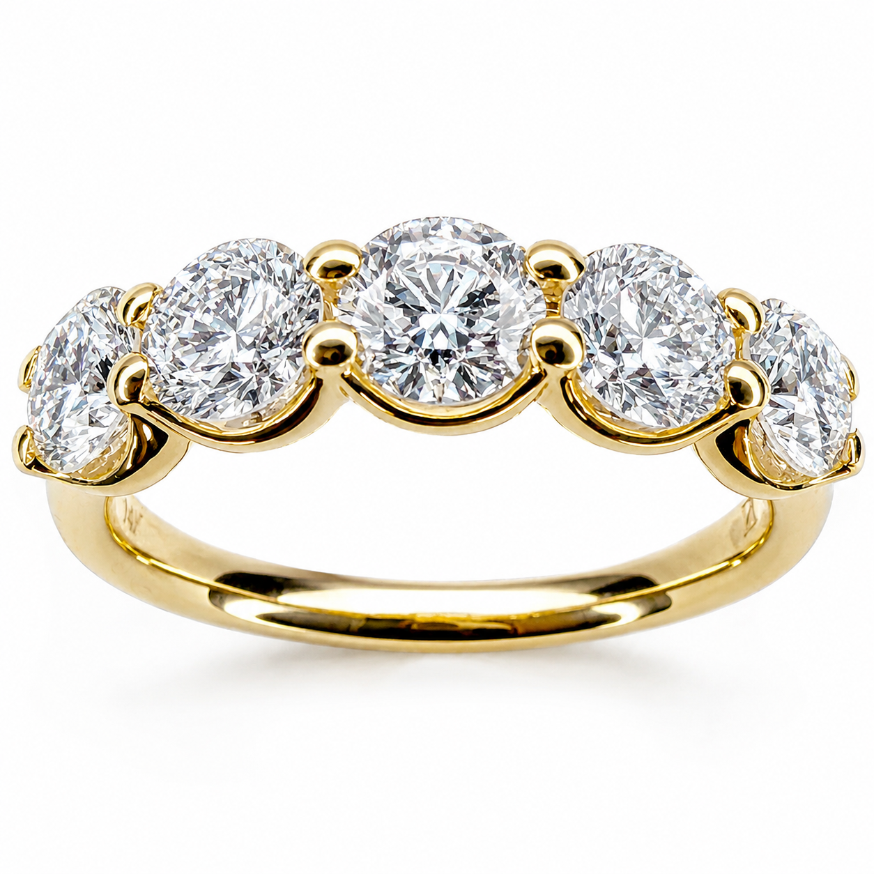 14K Yellow Gold 1.50 CTW Five Diamond Band