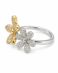 14K Two-Tone Gold Diamond Flower Bypass Ring – .57 CTW