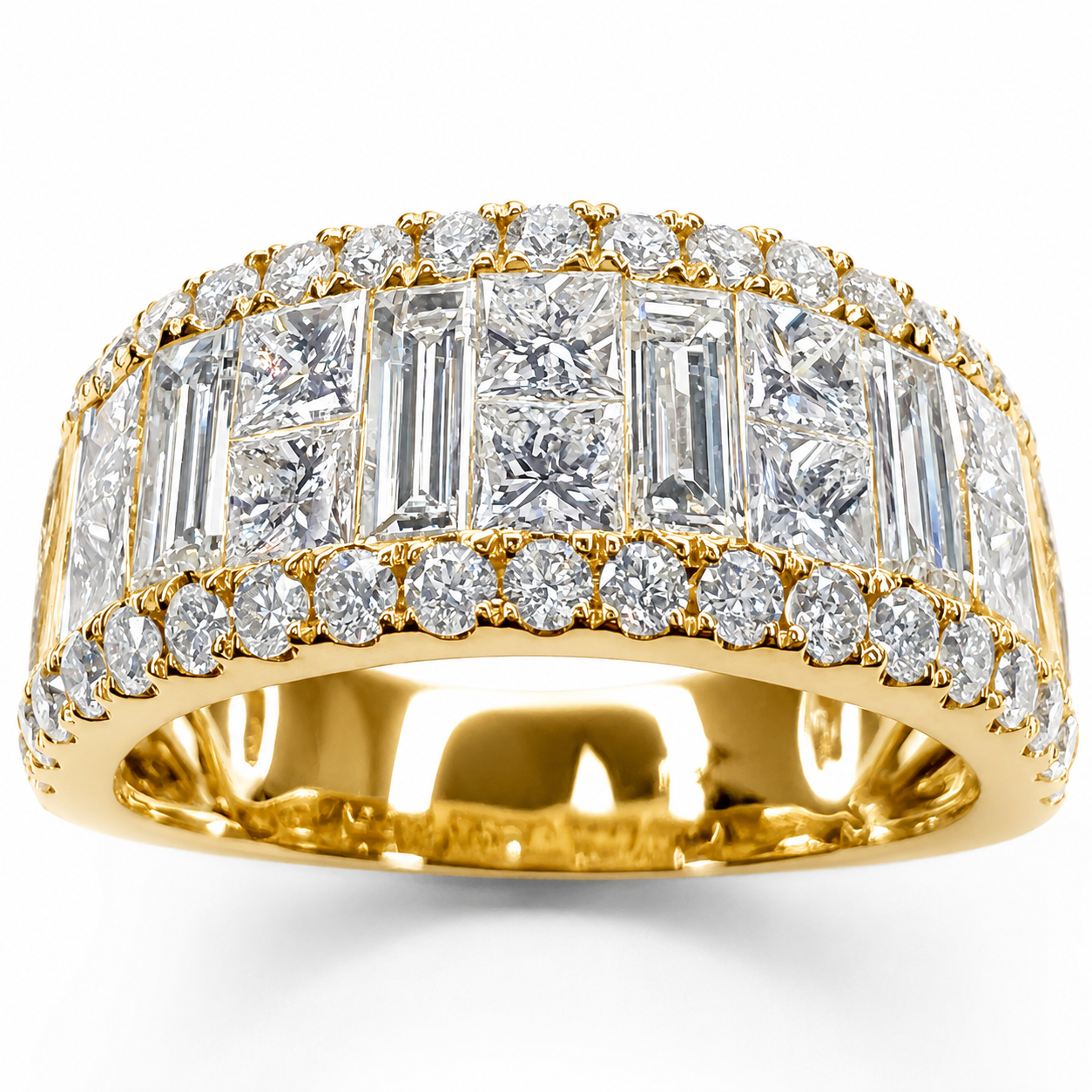 18K Yellow Gold 2.76 CTW Mixed-Cut Diamond Statement Band