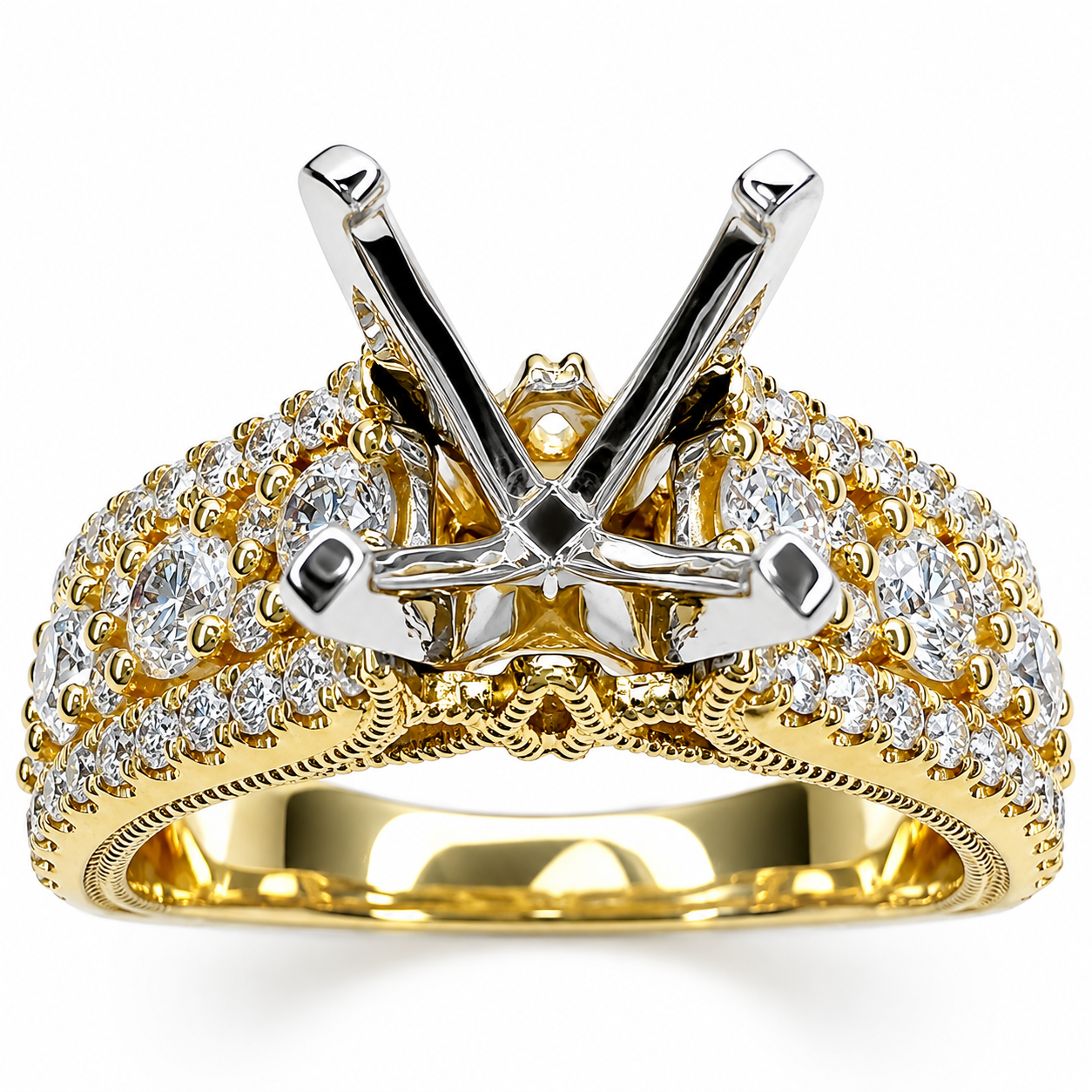 14K Two-Tone Gold 1.08 CTW Diamond Semi-Mount Ring