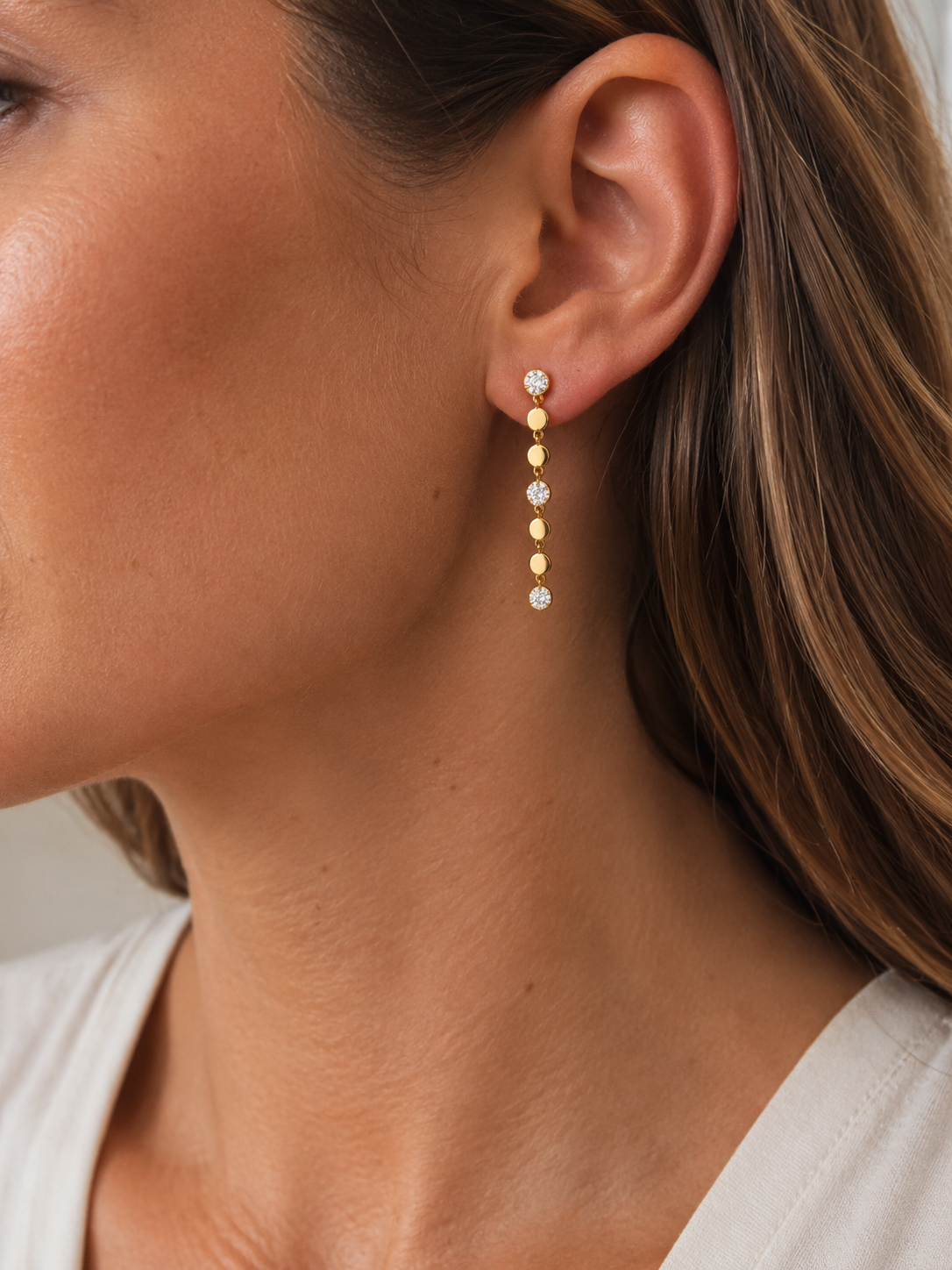 14K Yellow Gold Diamond Dangle Earrings | .10 CTW Diamonds