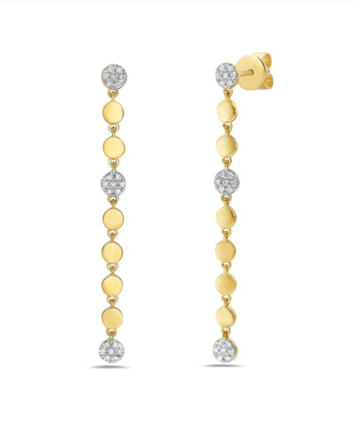 14K Yellow Gold Diamond Dangle Earrings | .10 CTW Diamonds