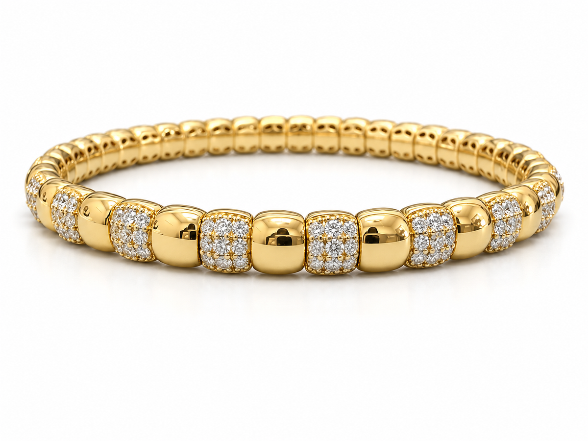 14K Yellow Gold Diamond Flexible Bracelet – 2.13 CTW
