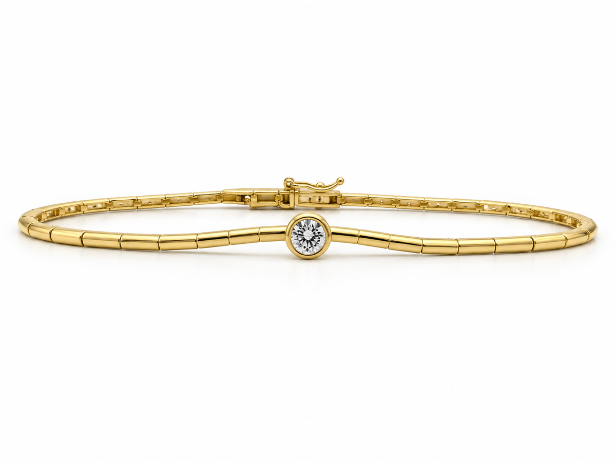 14K Yellow Gold Bezel-Set Diamond Bracelet – .15 CT