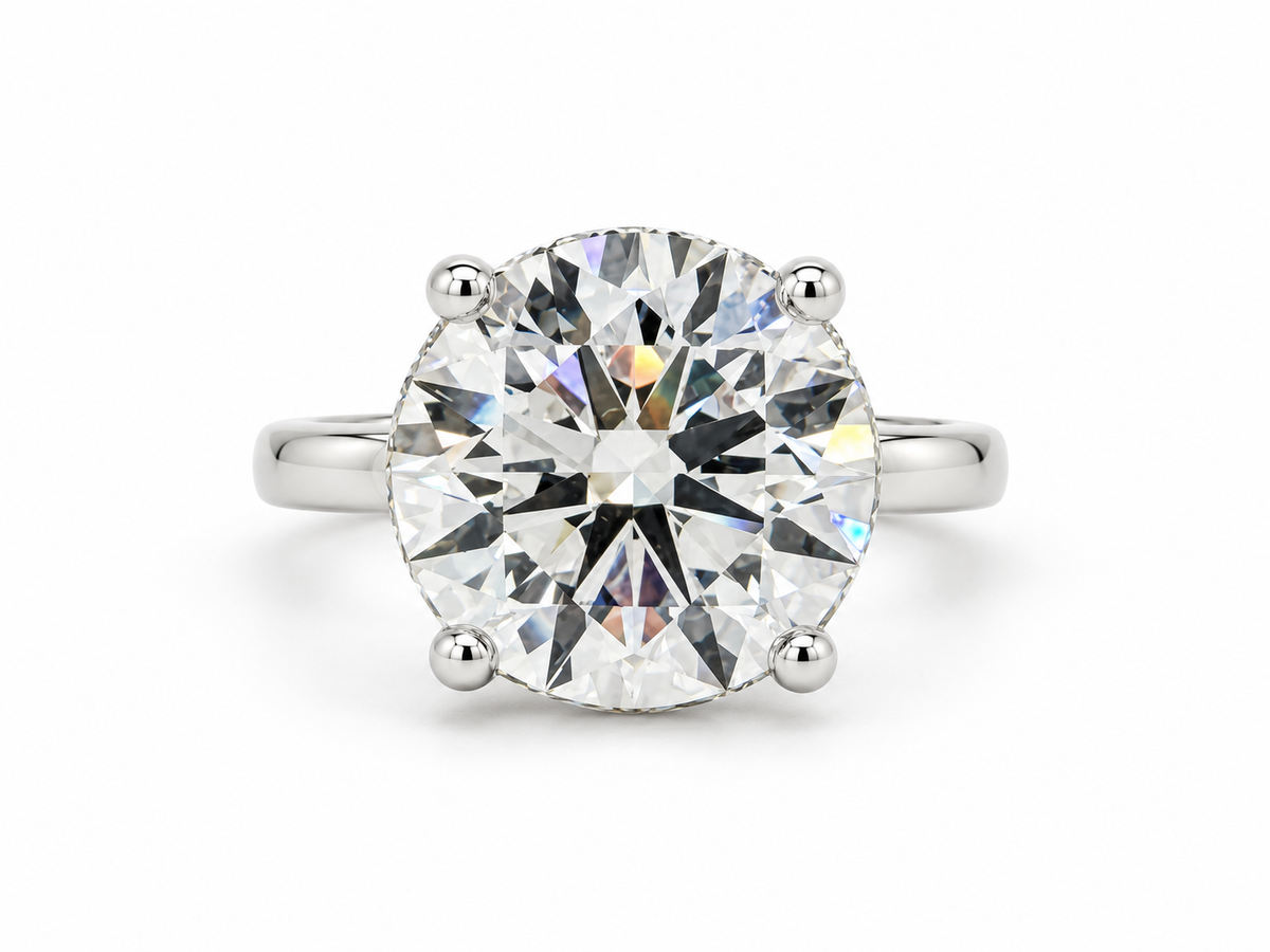 14K White Gold 6.04 CT Lab-Grown Oval Diamond Solitaire Ring