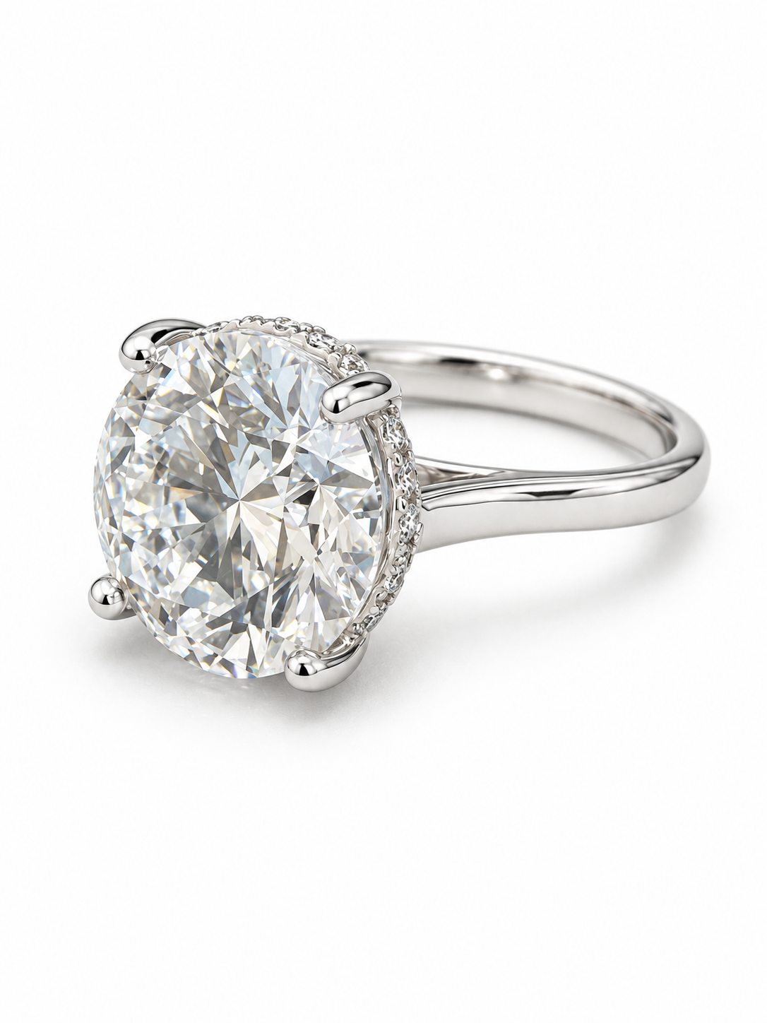 14K White Gold 6.04 CT Lab-Grown Oval Diamond Solitaire Ring