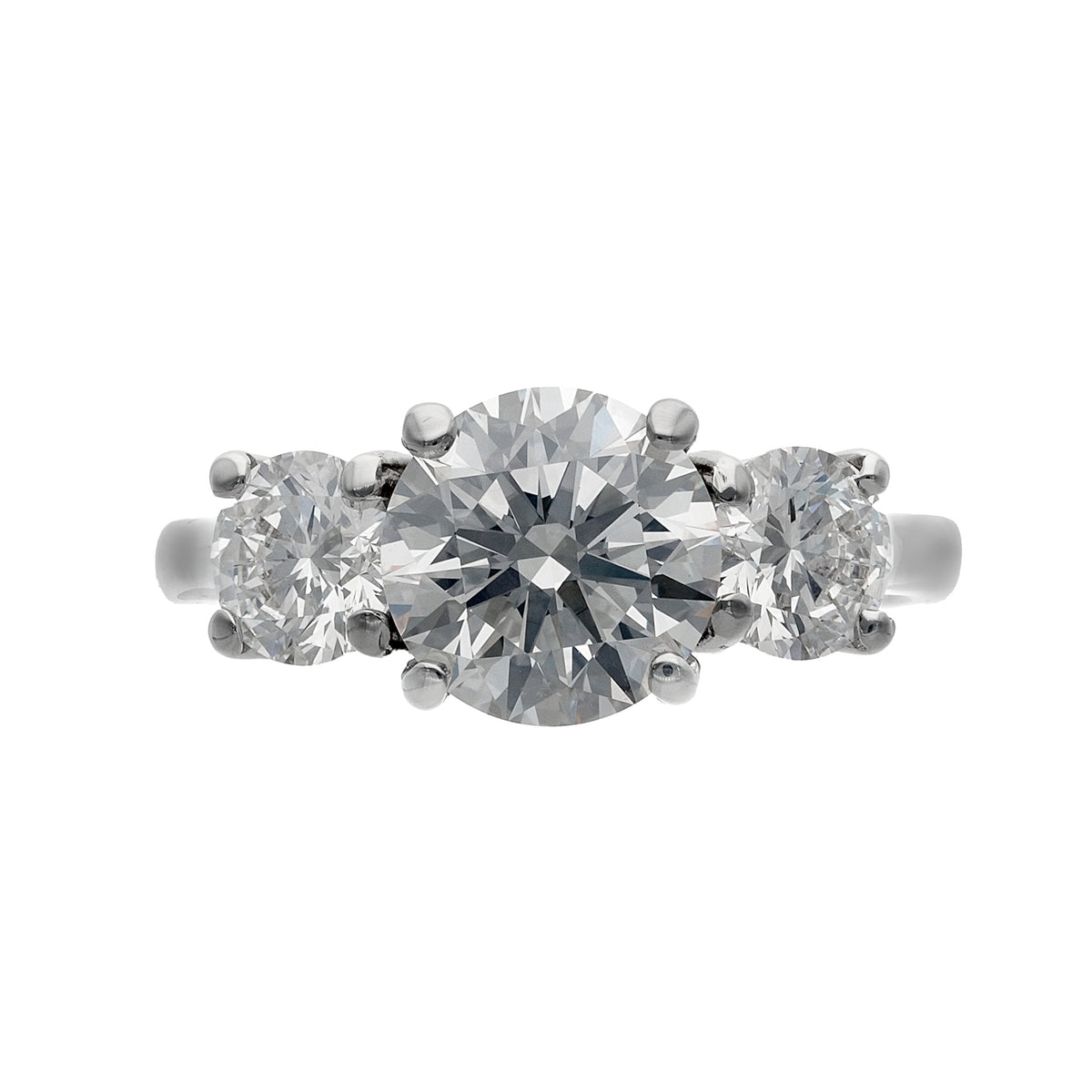 14K White Gold 3.07ct TW Round Brilliant Lab-Grown Diamond Three-Stone Engagement Ring
