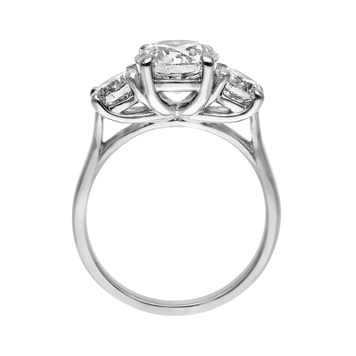 14K White Gold 3.07ct TW Round Brilliant Lab-Grown Diamond Three-Stone Engagement Ring