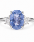 14K White Gold Light Blue Sapphire & Lab-Grown Diamond Three-Stone Ring – 8.76 CT