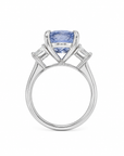 14K White Gold Light Blue Sapphire & Lab-Grown Diamond Three-Stone Ring – 8.76 CT