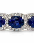 18K White Gold Sapphire & Diamond Halo Band – 2.73 CTW