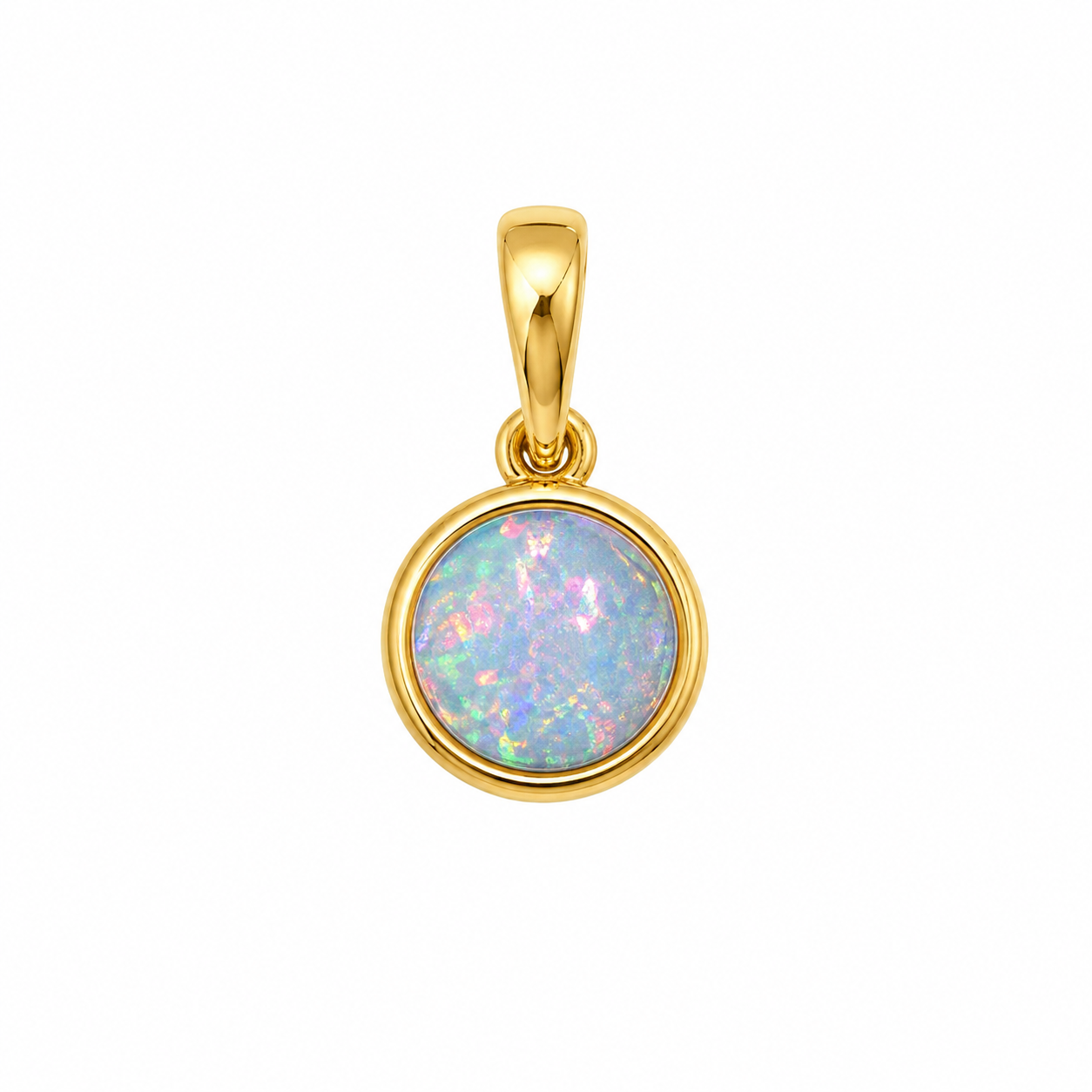 Gold Plated Sterling Silver Bezel Set Opal Pendant