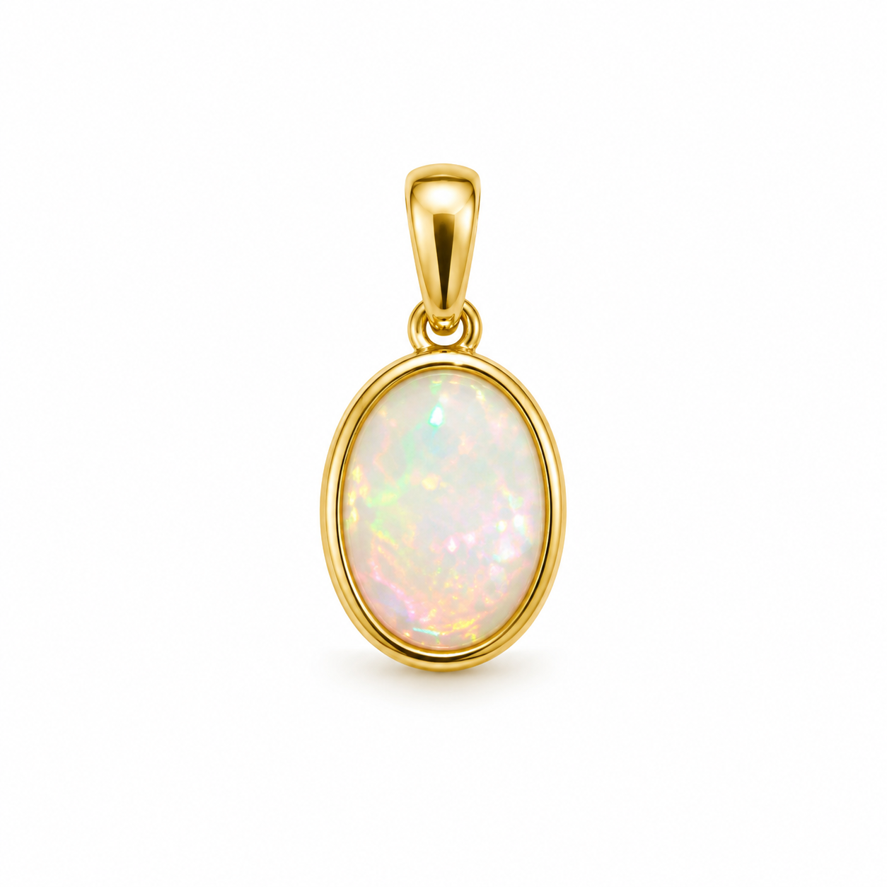 Gold Plated Sterling Silver Oval Opal Bezel Pendant