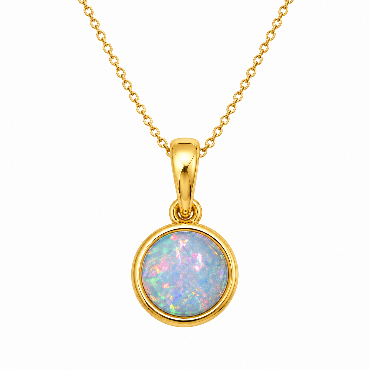 Gold Plated Sterling Silver Bezel Set Opal Pendant
