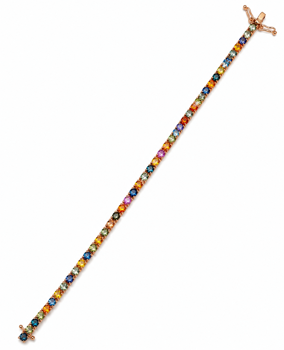14K Rose Gold Multi-Color Sapphire Tennis Bracelet 8.11 CTW