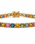 14K Rose Gold Multi-Color Sapphire Tennis Bracelet 8.11 CTW