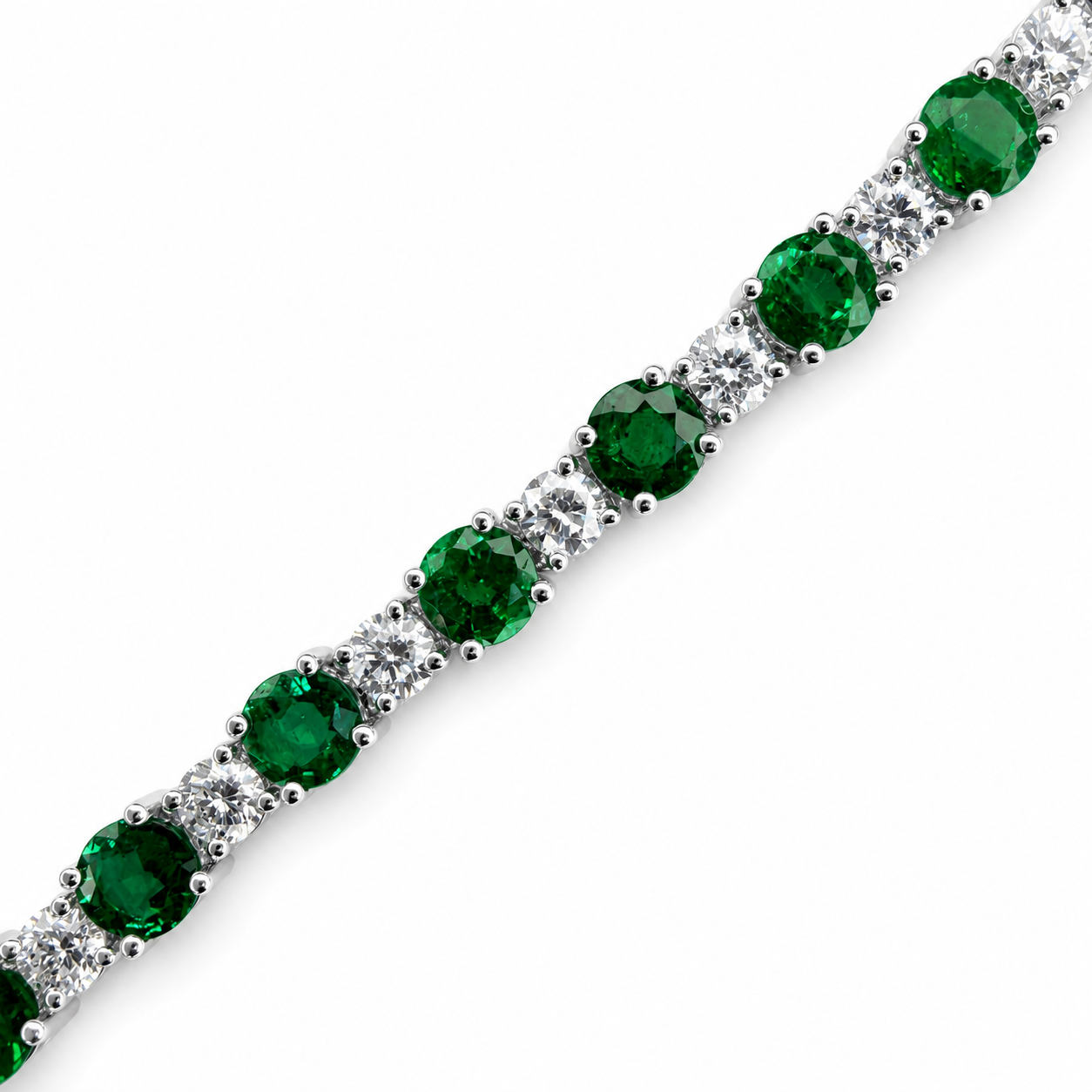 Platinum Emerald &amp; Diamond Alternating Tennis Bracelet – 9.21 CTW