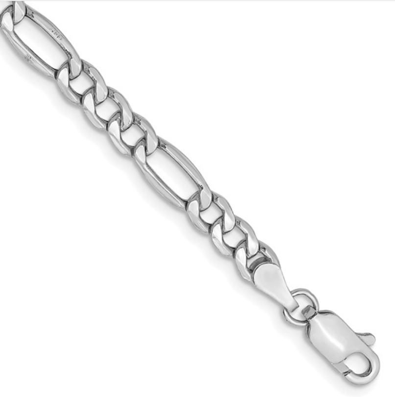 14KT WG 7'' 4.4mm Figaro Bracelet