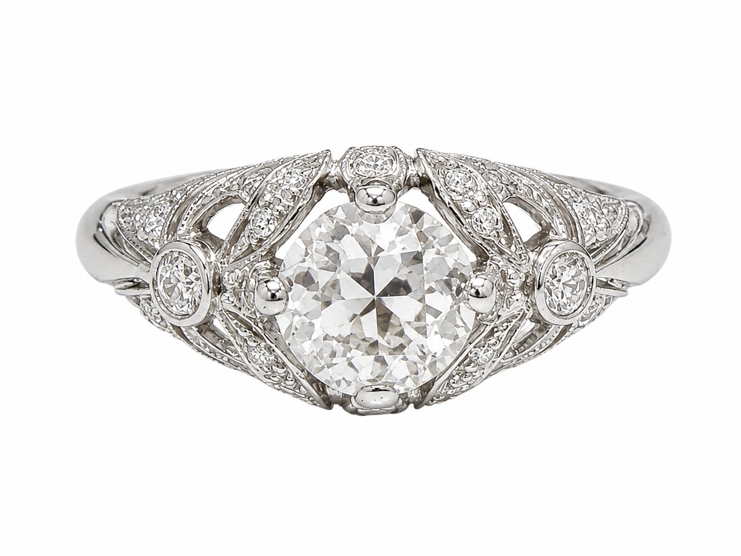 Vintage Old European Cut Diamond Engagement Ring in 14K White Gold – 1.24 CTW