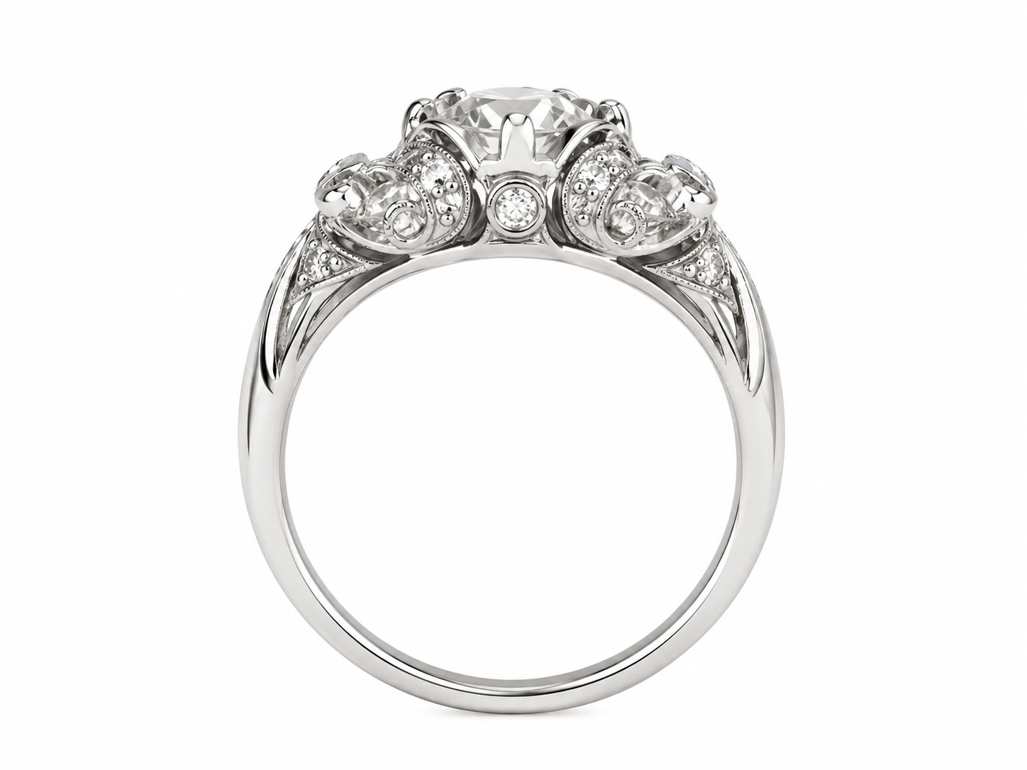 Vintage Old European Cut Diamond Engagement Ring in 14K White Gold – 1.24 CTW