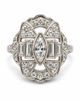 Antique Platinum Art Deco Marquise & Baguette Diamond Ring – .75 CTW