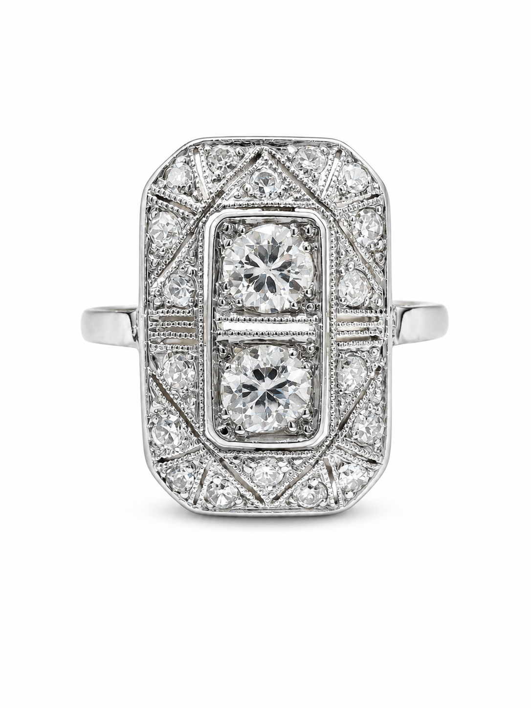 Antique 14K Gold &amp; Platinum Two-Tone Old European Cut Diamond Estate Ring – .90ct SI1 – Size 6