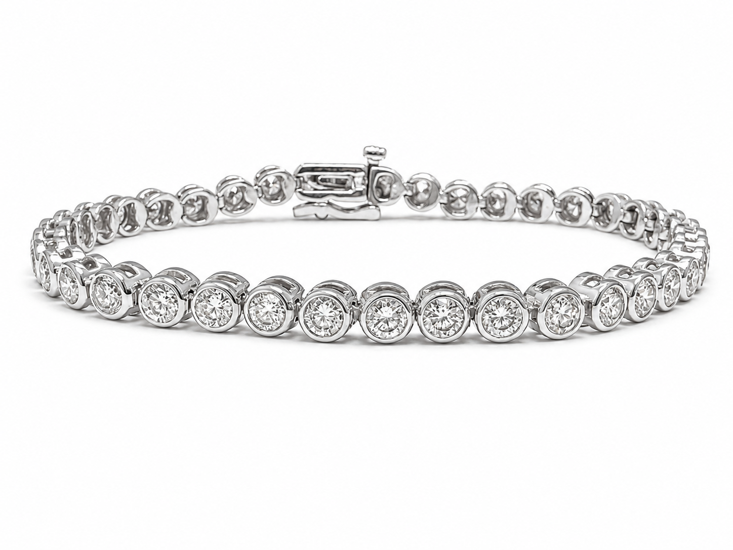 14K White Gold 5.00 CTW Bezel-Set Diamond Tennis Bracelet