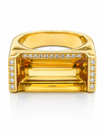 18K Yellow Gold Citrine & Diamond Statement Ring | Emerald Cut Citrine Ring