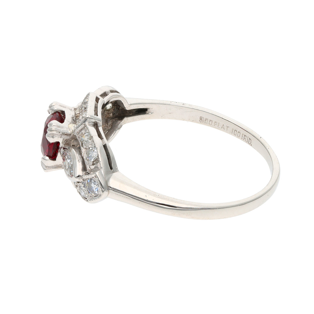 Platinum 0.74ct Natural Untreated Ruby &amp; Diamond Vintage-Style Ring – 0.50ct TW Diamonds