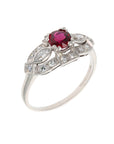 Platinum 0.74ct Natural Untreated Ruby & Diamond Vintage-Style Ring – 0.50ct TW Diamonds
