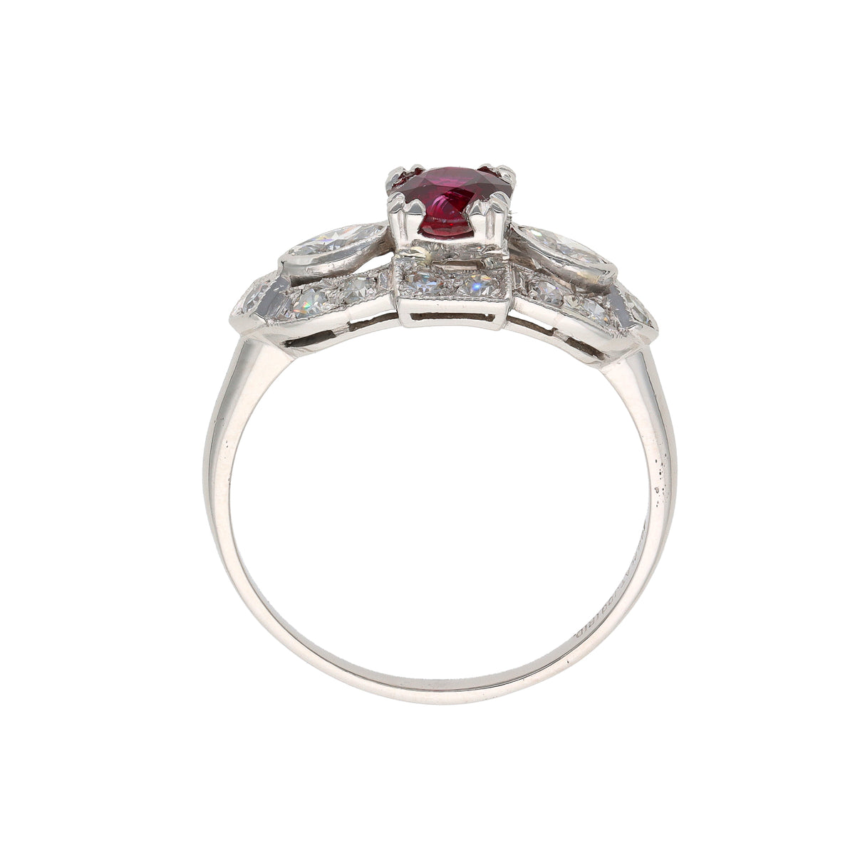 Platinum 0.74ct Natural Untreated Ruby &amp; Diamond Vintage-Style Ring – 0.50ct TW Diamonds