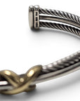 David Yurman Sterling Silver & 18K Yellow Gold X Twisted Cable Cuff Bracelet
